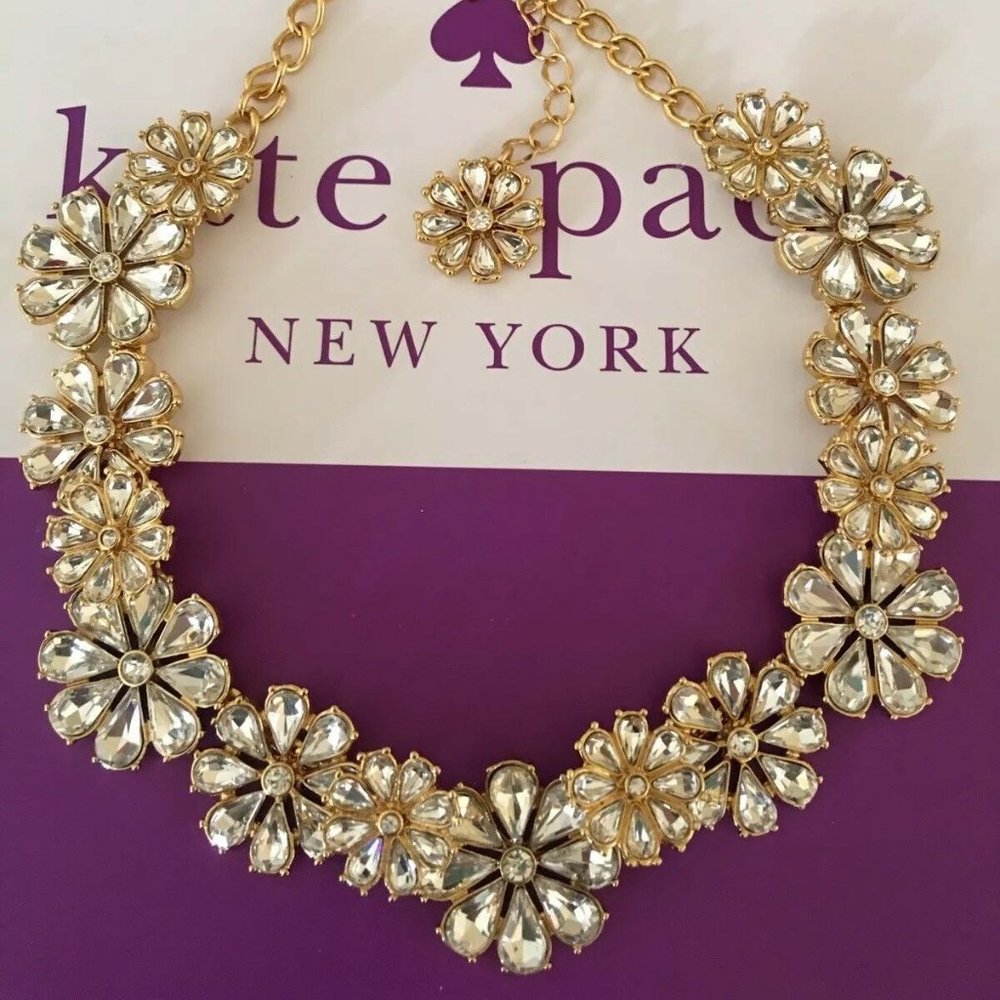 Kate Spade Clear As Crystal Short Floral Necklace